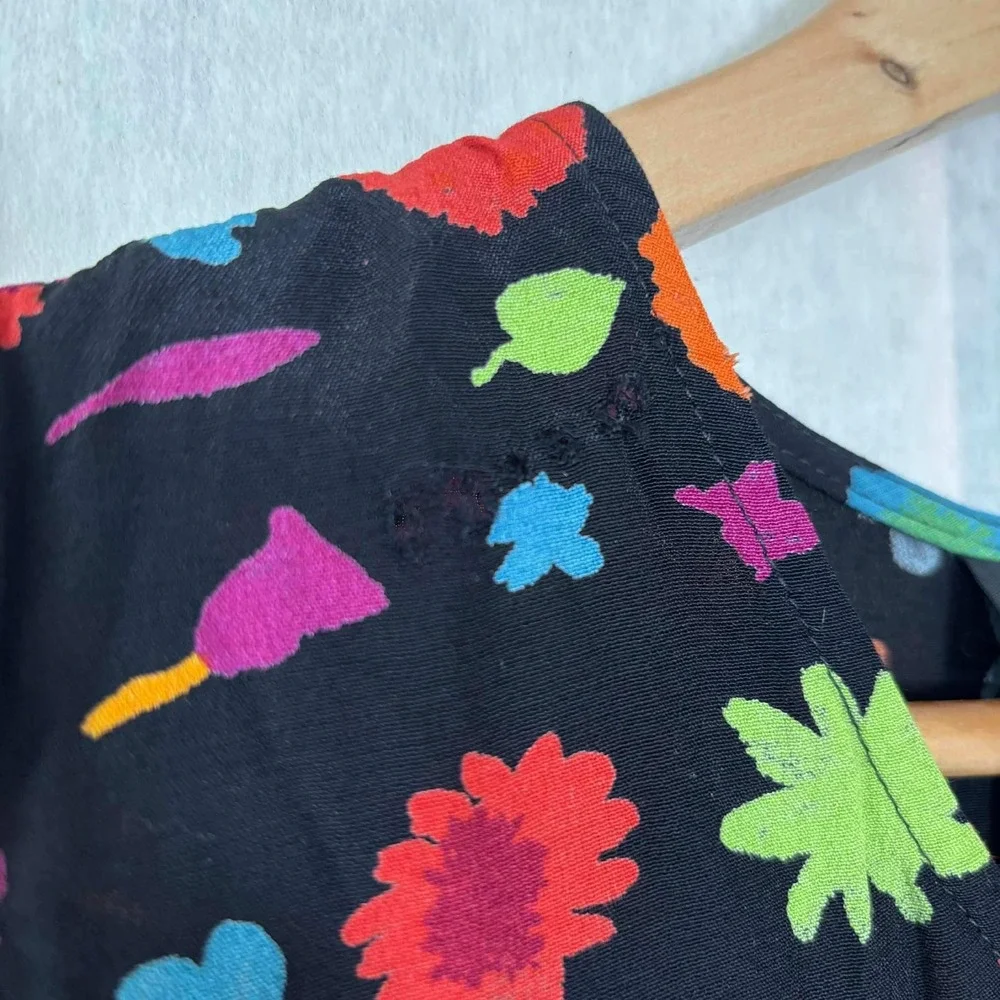 Vintage CAROLE LITTLE Women Size 16 Black Floral Sleeveless Top and Skirt Set - Picture 9 of 12
